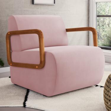 Imagem de Poltrona Decorativa Orgânica Living Kavya Veludo Rosê - Desk Design