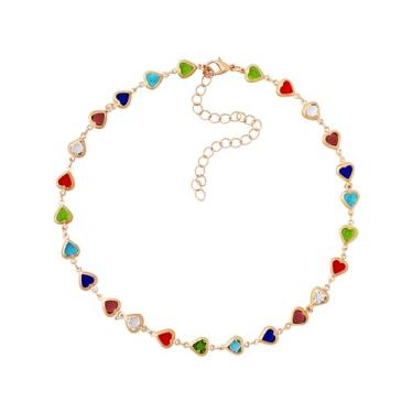 Imagem de Sacina Gargantilha de arco-íris delicada, colar boho, colar hippie, colares de praia, colar de verão, joia de presente de Natal para mulheres, One Size, Cobre, Sem Pedra Preciosa