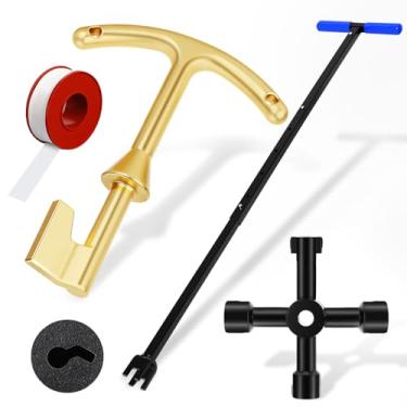 Imagem de Lanties Chave de medidor de água, chave de aço forçado de 93 cm, comprimento ajustável, 40 a 93 cm, ferramenta universal multifuncional de 4 vias, medidor de água de latão, chave de caixa para