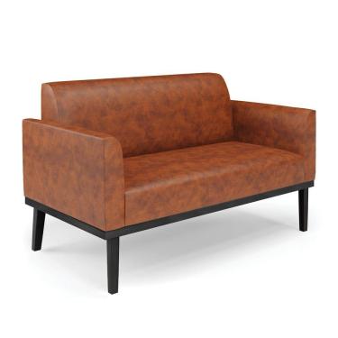 Imagem de Sofá Namoradeira Com Poltrona Base De Madeira Fixa Preto Marisa Corano Nozes D03 - D\'rossi