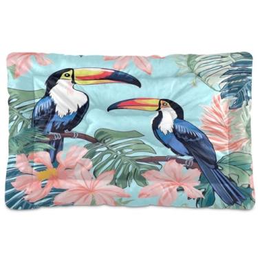 Imagem de Wassud Cama de cachorro Birds on Blossoming Tree Cama grande para cães ao ar livre tapete lavável para animais de estimação cama de gato para dormir viagens 91 x 61 cm