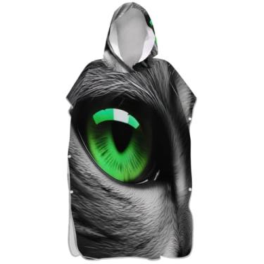 Imagem de Joisal Poncho de surf reutilizável para adultos trocador de roupa de praia com capuz toalha de banho desenho animado gato gato gatinho verde praia ponchos para homens