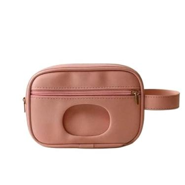 Imagem de Necessaire elegante porta lenço umedecido, pomada e fraldas portátil e impermeável(Rosa)