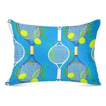 Imagem de Fronha decorativa grande azul bola de tênis zíper longo para o corpo fronha padrão queen king presentes decoração de cama, tamanho do corpo, 53 cm x 137 cm