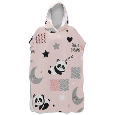Imagem de Joisal Poncho de surfe trocador de roupão para banho de praia Adul toalhas com capuz plus size fofo panda rosa ponchos adultos para mulheres