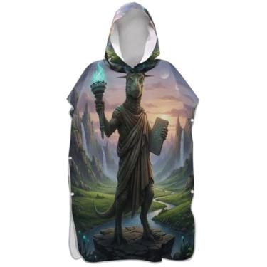 Imagem de Joisal Poncho de surfe para adultos trocador de roupa de praia com capuz toalha de banho leve dinossauro legal estético masculino poncho com capuz