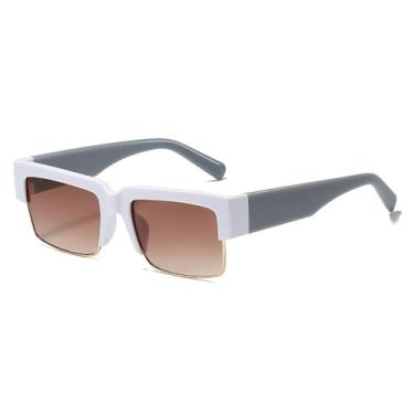 Imagem de Óculos de Sol UV400 - Armação Pequena em Jelly Color com Lentes Degradê para Homens e Mulheres, Ideal para Esportes ao Ar Livre, Corrida e Ciclismo, Branco