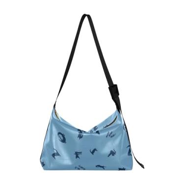 Imagem de Bolsas femininas de couro Hobo em aquarela de animais coelhinhos grande bolsa transversal com estampa de animal Hobo Bolsas Hobo, Estampa de crocodilo fofo azul