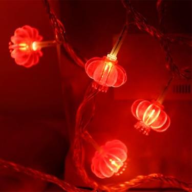 Imagem de ZJchao Luzes Chinesas Vermelhas da Corda da Lanterna, Grânulos Decorativos Luz do Diodo Emissor de Luz Com Escudo do Pvc para Parques Dos Jardins Dos Pátios (Sem borla 3 metros/9,8 pés 20 luzes)