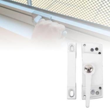 Imagem de Trava de faixa de janela deslizante, segurança aprimorada, design de gancho de came, liga de zinco multicamadas, liga de alumínio, para evitar intrusões (branco nº 14)