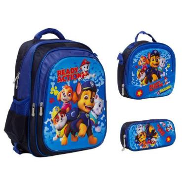 Imagem de Kit Bolsa Escolar Masculina Patrulha Canina Tam G Reforçada - Toys 2U