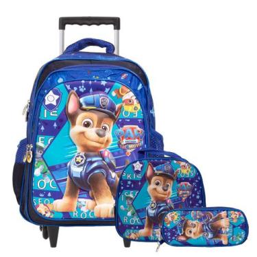 Imagem de Kit Mochila Infantil Menino Patrulha Canina 3D Com Rodinha - TOYS 2U
