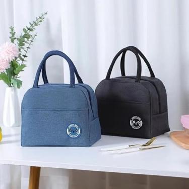 Imagem de Bolsa Térmica para Almoço Oxford Impermeável, 23x19x14cm, com Alça Dupla e Isolamento Térmico, Preta