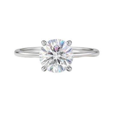 Imagem de 1 peça 1CT-3CT delicado e elegante quatro garras anéis de zircão em formato redondo exclusivo material anel solitário noivado feminino joias presente de festa de noivado, 10, Cobre, Sem pedra preciosa