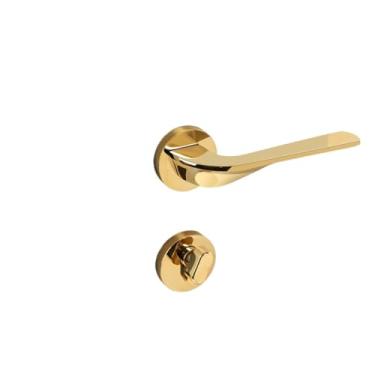 Imagem de Fechadura de porta silenciosa interna de latão para quarto mecânica fechadura dividida (dourada)