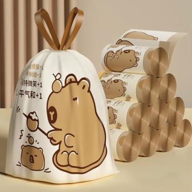 Imagem de 50 peças/rolo de saco de lixo com cordão de desenho animado grande capacidade saco de lixo espesso portátil