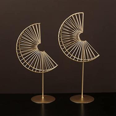 Imagem de 2 peças/conjunto nórdico metal ginkgo folha decoração ornamentos modernos casa sala de estar armário vinho entrada artesanato abstrato (cor: 2 peças-B) (2 peças) (2 peças)