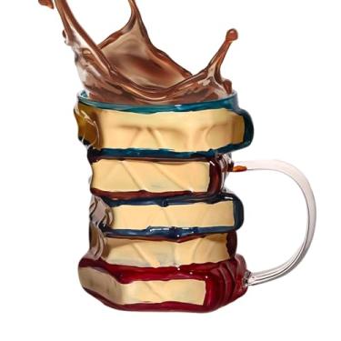 Imagem de Caneca com Design de Livro por Capítulos - 445ml Copo De Vidro Pintado Divertido - Copo de Café Livro 3D,para Leitores Escritores Bibliotecários Casa Escritório Escola Chá Leite Água Quentes e Frios