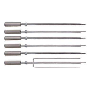 Imagem de Kit 6 Espetos Cabo Térmico Liso 65cm Churrasqueiras Titan