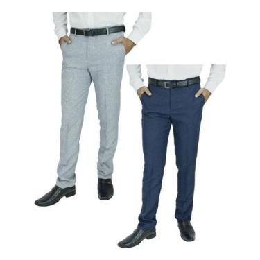 Imagem de Kit 2 Calça Social Masculina Alfaiataria Mescla Amil 1790, Kit 04 cinz