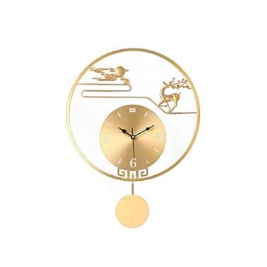 Imagem de U5GAAALPPQ9 Relógio de parede novo estilo chinês relógio de parede cobre casa sala de estar quarto decoração de parede mudo relógio de parede oco número 19,09 polegadas decoração relógio (tamanho: B2