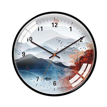 Imagem de ngddf2haa Relógio de parede de moda com personalidade redonda sala de estar quarto estudo grátis perfurador de parede relógio decorativo (cor: multicolorido 2 tamanhos: A) (multicolorido 2)