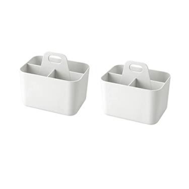 Imagem de U5GAAALPPQ9 Organizador de canetas organizador de mesa 2 Psc, acessórios de escritório para produtividade, recipiente de armazenamento de plástico com alça perfeito para armazenar canetas copo de