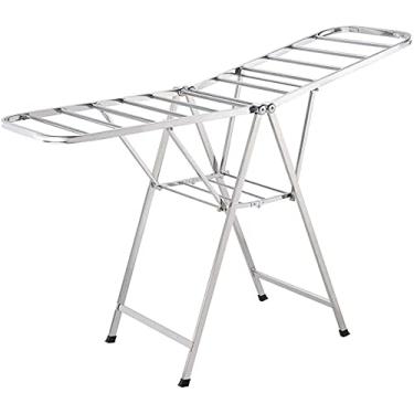 Imagem de 3FLQOOPP Secador de ar de roupas elétrico aquecido em aço inoxidável, arejador de piso dobrável, borboleta longa, varanda interna, arejador, arejador, aço inoxidável, aço inoxidável