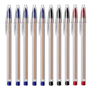 Imagem de Kit 10 Caneta Esferográfica Cristal 0.8 Fine 5az 3pt 2vm Bic - oem