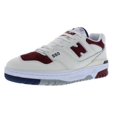 Imagem de New Balance Tênis infantil 574 V1 com cadarço, Branco/Marrom/Azul-marinho, 41