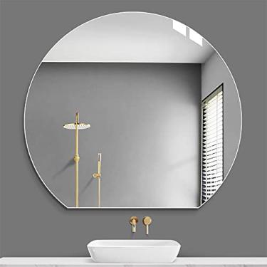 Imagem de Espelho de parede, espelho de parede moderno espelho de banheiro meio círculo à prova de explosão espelho decorativo grande sem moldura para sala de lavar, sala de estar, entrada 80 cm/31 polegadas