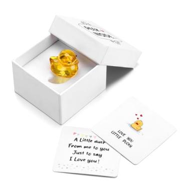 Imagem de Ovveroche Conjunto de presente de pato de cristal I Love You, caixa divertida e exclusiva, mini caixa de presente para namorada, dia dos namorados, aniversário das mães, aniversário e aniversário