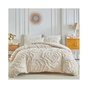 Imagem de Conjunto de capa de edredom texturizada, com padrão rosa, 3 peças, macio, aconchegante, conjunto de capa de edredom com fecho de zíper (135 * 200 cm)