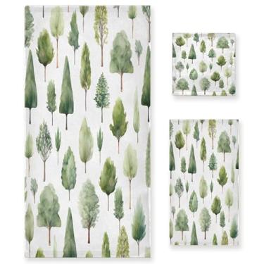 Imagem de xigua Conjunto de toalhas de banheiro com árvore de aquarela, toalha de banho macia, absorvente, 3 peças, toalha de mão, toalhas decorativas para banheiro, academia, hotel, praia, piscina