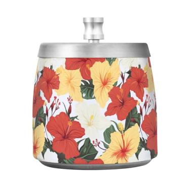Imagem de STAYTOP Lindas flores silvestres (8) cinzeiro com tampa, aço inoxidável à prova de vento, cinzeiro sem fumaça, grande cinzeiro de cigarro ao ar livre para decoração de escritório em casa