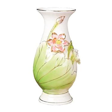 Imagem de Vaso de cerâmica moderno e moderno em relevo pintado para casa arranjo de flores secas sala de estar, mesa de jantar, decoração de armário de TV, centros de mesa