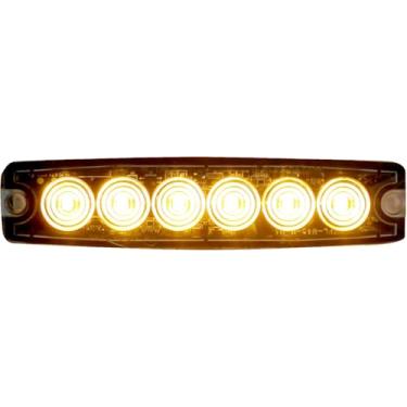 Imagem de Buyers Products 8892200 Luz estroboscópica LED âmbar de 12,7 cm, 6 LEDs, 23 padrões de flash, caixa de alumínio, luzes de aviso para veículos utilitários