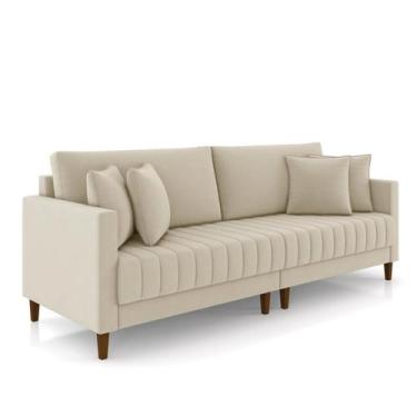 Imagem de Sofá 2 Lugares Living 156cm Pés Madeira Cléo Veludo K01 - D'Rossi, Beg