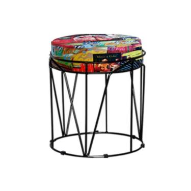 Imagem de Puff Aramado Com Armação Preto Em Tecido Suede Para Sala