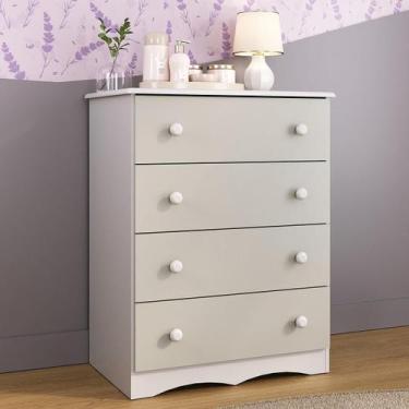 Imagem de Cômoda Infantil 65cm com 4 Gavetas Realeza Multimóveis MP4433, Branco/