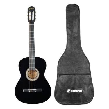 Imagem de Violão Acústico 6 Cordas De Nylon Clássico Preto Para Iniciantes Com C