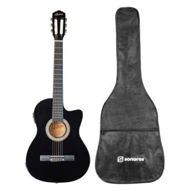 Imagem de Violão Eletroacústico Preto 6 Cordas Nylon Com Equalizador Passivo 2 B