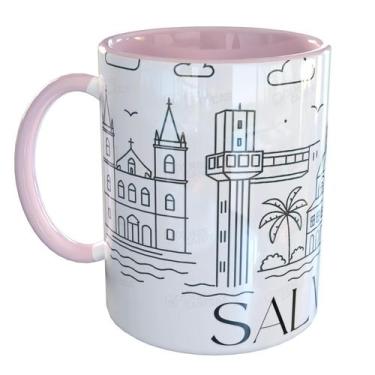 Imagem de Caneca Porcelana Salvador - Pense Canecas, Rosa Claro