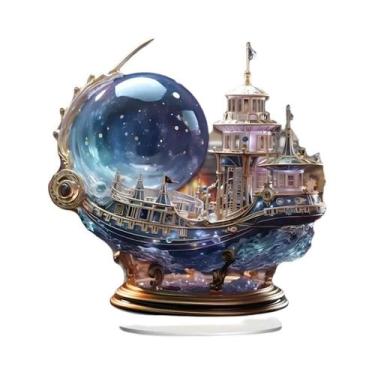 Imagem de Ornamento Decorativo De Navio Pirata Em Cristal 2D Para Casa E Present