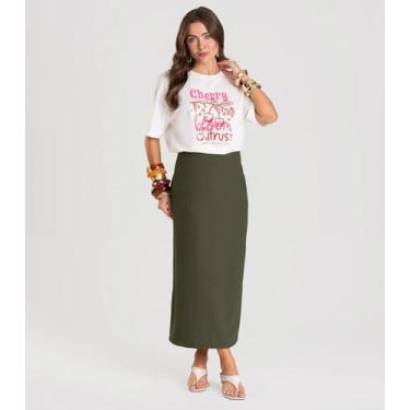 Imagem de Saia Feminina Midi Dianna Verde, P, Verde