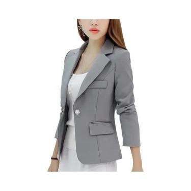 Imagem de Blazer Feminino Slim Fit Preto Com Bolsos Para Escritório E Trabalho -
