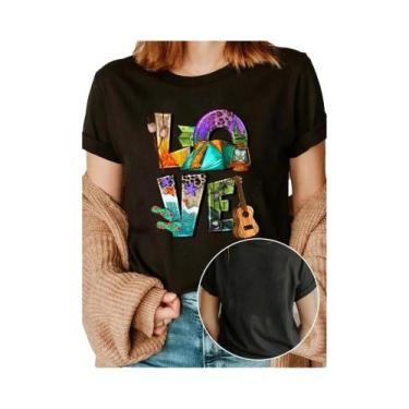 Imagem de Camiseta Feminina Casual De Manga Curta Com Gola Redonda, Estampa De L