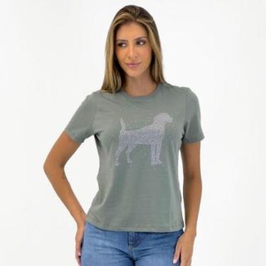 Imagem de Camiseta Beagle T-Shirt com Aplicações em Strass Manga Curta Feminina-Feminino