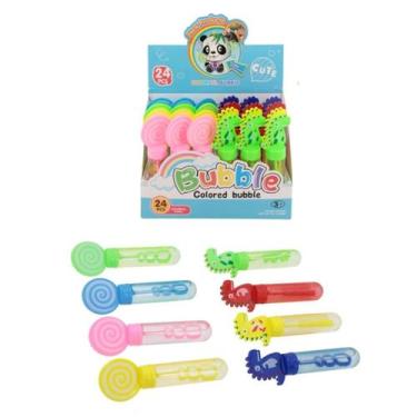 Imagem de Kit Bolinha Bolhas De Sabão C/ 24 Unidades Tubete 14cm P/ Festas Lembr