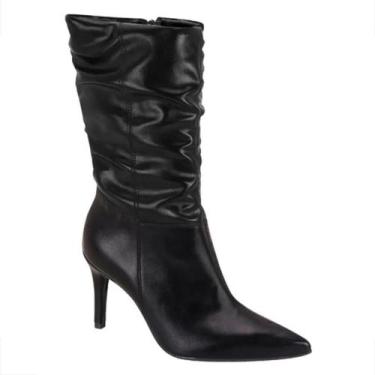 Imagem de Bota Feminina Vizzano Salto Fino Agulha Enrugada 3112101, 40 BR, Preto